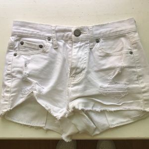 White ripped jeans shorts